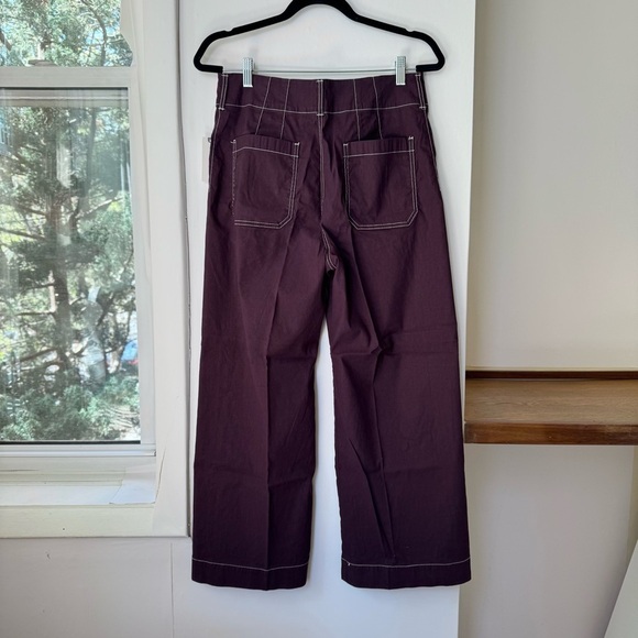 NWT Anthropologie The Colette Cropped Wide Leg Linen Pants Contrast Brown Purple - Picture 6 of 13